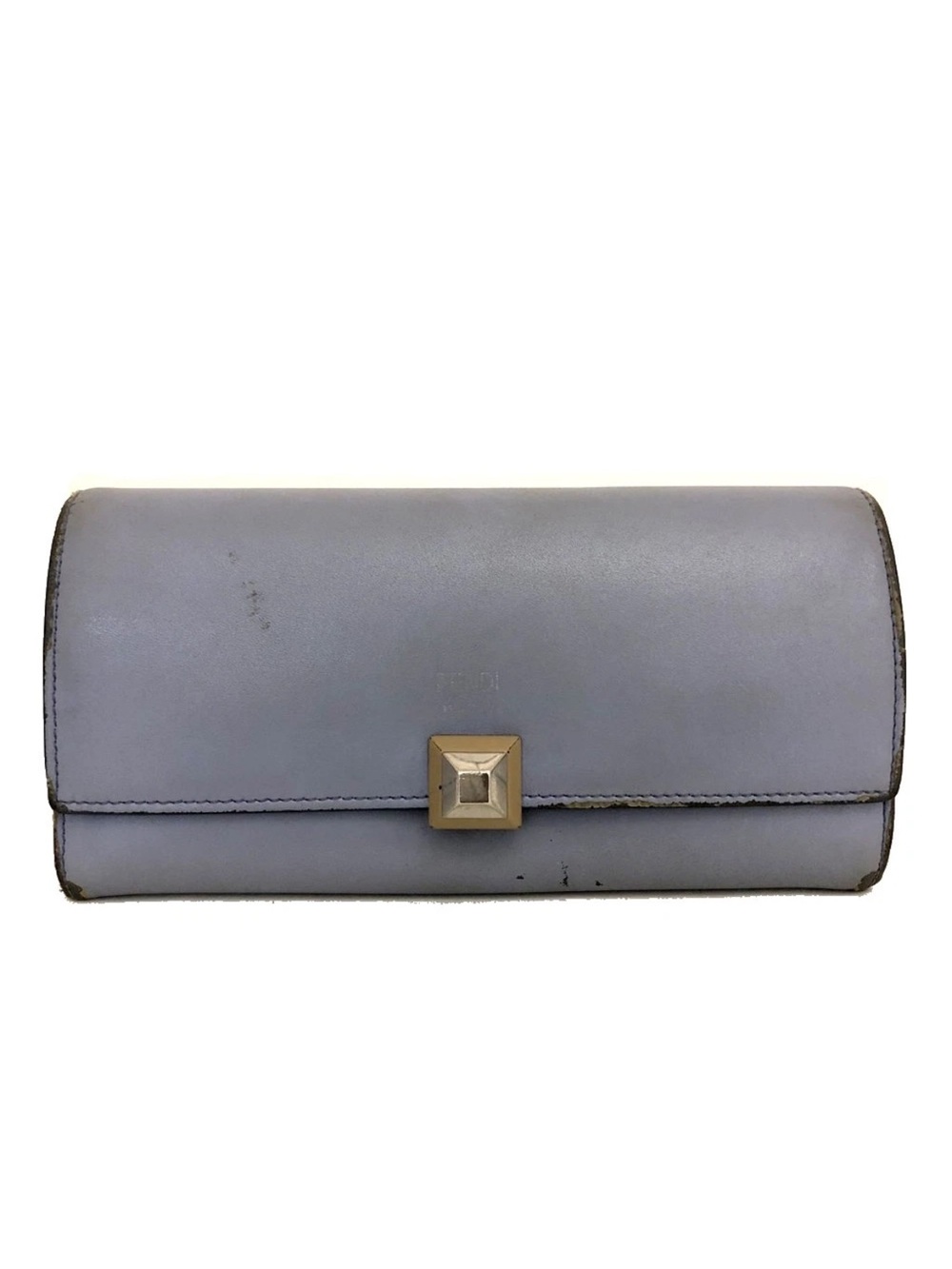 Fendi Slate Leather By The Way Continental Flap Wallet Plum Interior👝